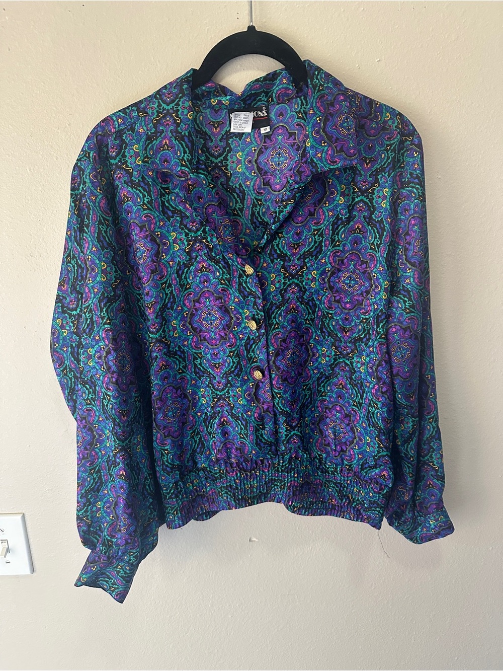 Notations Purple Paisley Button-Front Blouse
